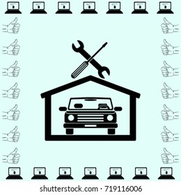Car in the garage icon, autoservice icon
