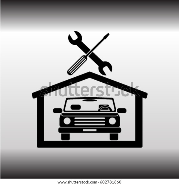 Car in the garage\
icon, autoservice icon
