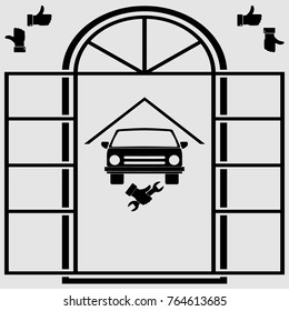 Car in the garage icon, autoservice. vector  icon