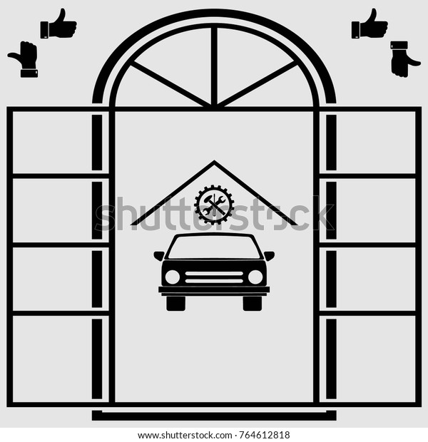 Car in the\
garage icon, autoservice. vector \
icon