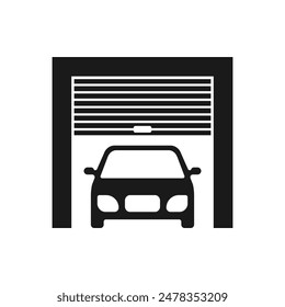 Car garage icon flat style isolated on white background. Vector illustration