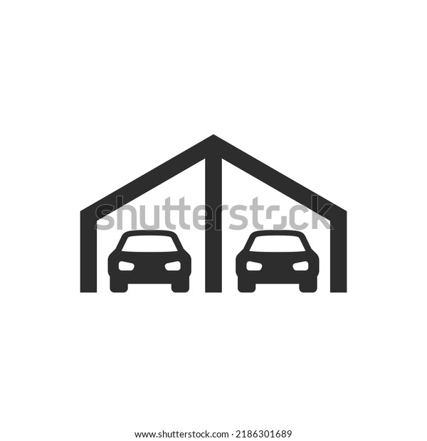 Car Garage icon. Monochrome black and white\
symbol. Vector\
illustration