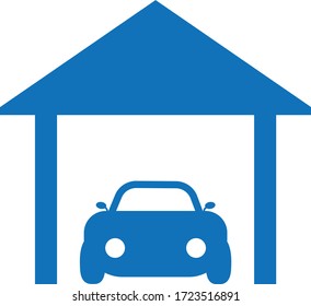 Car garage icon on white background. Vector illustration.(blue version).
