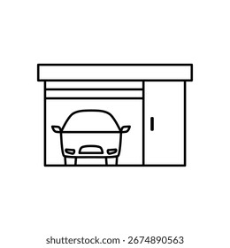Icono del garaje del coche, estilo plano simple, Ilustración vectorial, símbolo, logotipo de diseño pictograma de Plantilla, para UI o UX aislado en blanco para el App móvil, editable