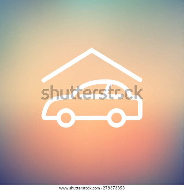 Car garage icon thin line for web and mobile,
modern minimalistic flat design. Vector white icon on gradient mesh
background.