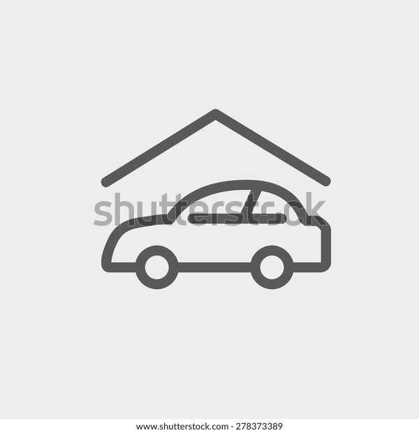 Car garage icon thin line for web and mobile,\
modern minimalistic flat design. Vector dark grey icon on light\
grey background.