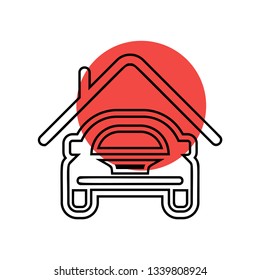 Car garage icon - vector