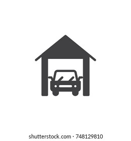 Car garage icon vector, filled flat sign, solid pictogram isolated on white. Indoor parking symbol, logo illustration.
