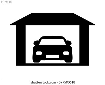 car and garage, icon, vector illustration eps10