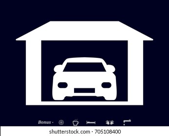 car and garage, icon, vector illustration eps10
