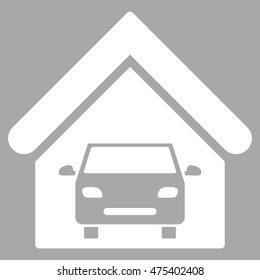 Car Garage icon. Vector style is flat iconic symbol, white color, silver background.