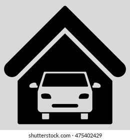 Car Garage icon. Vector style is flat iconic symbol, black color, light gray background.