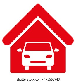 Car Garage icon. Vector style is flat iconic symbol, red color, white background.