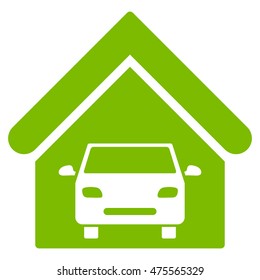 Car Garage icon. Vector style is flat iconic symbol, eco green color, white background.