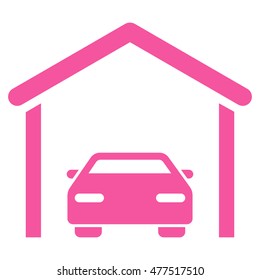 Car Garage icon. Vector style is flat iconic symbol, pink color, white background.