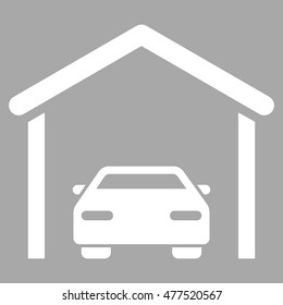 Car Garage icon. Vector style is flat iconic symbol, white color, silver background.