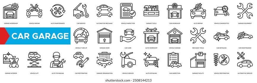 Car Garage icon. Garage Workshop, Vehicle Repair, Auto Maintenance, Car Service and Automotive Mechanic