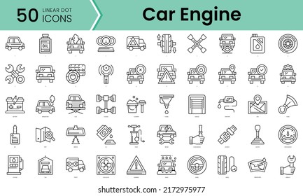 car garage Icons bundle. Linear dot style Icons. Vector illustration