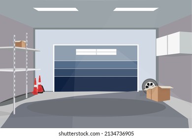 Car garage, illustration, vector on a white background.