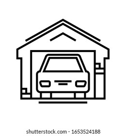 Car garage line icon, concept sign, outline vector illustration, linear symbol.