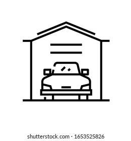Car garage line icon, concept sign, outline vector illustration, linear symbol.