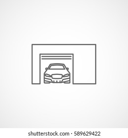 Car In Garage Line Icon On White Background