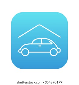 Icono de la línea de garaje para web, móvil e infografía. Icono de blanco vector en el cuadrado de gradiente azul con esquinas redondeadas aisladas en fondo blanco.