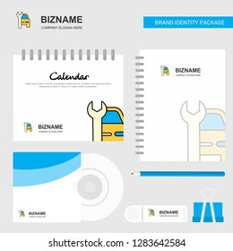 Car garage  Logo, Calendar Template, CD Cover, Diary and USB Brand Stationary Package Design Vector Template