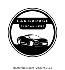 Car garage logo design vector. circle sign car service logo design template