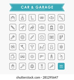 car and garage minimal line icons