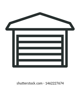 car garage - minimal line web icon. simple vector illustration. concept for infographic, website or app.