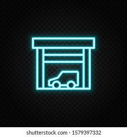 car, garage neon icon. Blue and yellow neon vector icon.