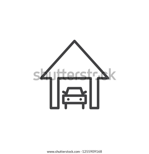 Car garage\
outline icon. linear style sign for mobile concept and web design.\
House garage simple line vector icon. Symbol, logo illustration.\
Pixel perfect vector\
graphics