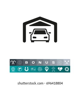 Car in garage simple icon