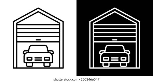 Car garage thin line vector icon set.