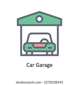 Autogarage-Vektorgrafik   füllen Sie die Umrisssymbole aus. Einfache Stockillustrationsmaterial