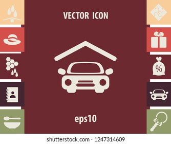 The car in a garage, vector icon