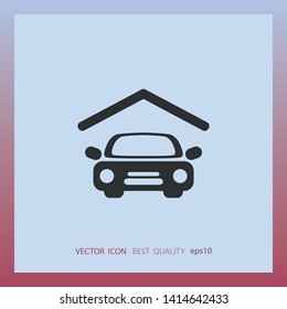 The car in a garage, vector icon