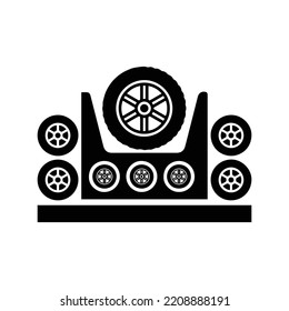 Car garage vehicle tyre icon | Black Vector illustration |