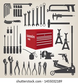 Car Garage Workshop tools vector