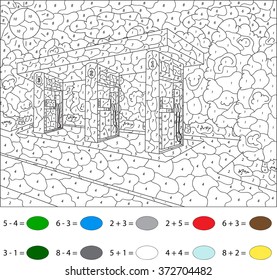 Car gas or petrol station. Color by number educational game for schoolchild and preschool kids