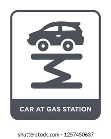 car at gas station icon vector on white background, car at gas station trendy filled icons from Mechanicons collection, car at gas station simple element illustration