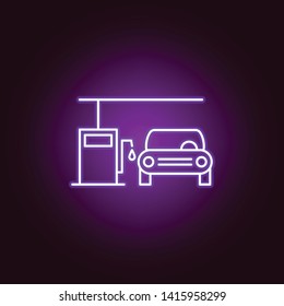 car gas station outline icon in neon style. Elements of car repair illustration in neon style icon. Signs and symbols can be used for web, logo, mobile app, UI, UX