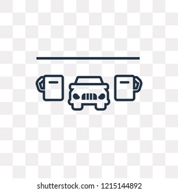Car in a gas station vector outline icon isolated on transparent background, high quality linear Car in a gas station transparency concept can be used web and mobile