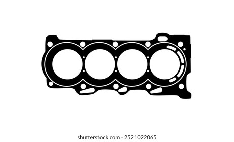 Car gasket, black isolated silhouette