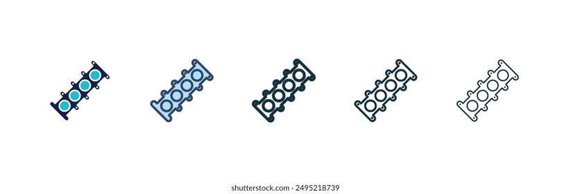 Conjunto de iconos de Vector de la junta del coche negro relleno y contorneado estilo.