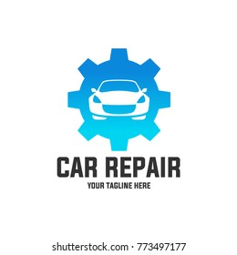 car with gear color logo