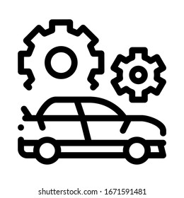 Car Gear Detail Icon Vector. Outline Car Gear Detail Sign. Isolated Contour Symbol Illustration