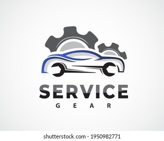 car gear machine service logo design illustration