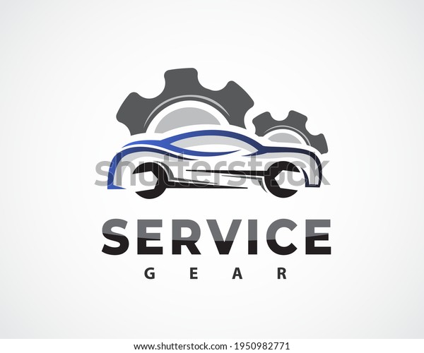 car gear\
machine service logo design\
illustration